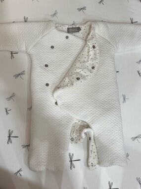 Bout’Chou French brand Soft White Quilted Baby Sleep Sack with Snap Closure